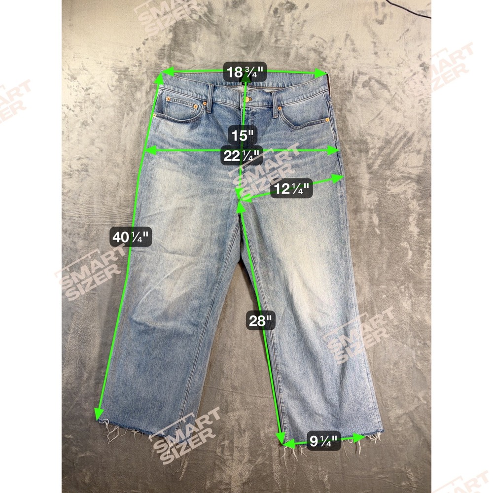 J Crew Wide Leg Crop Jeans Women's Size 33T Tall Blue Light Wash Denim Pants - Picture 5 of 6
